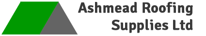 Logo of Ashmead Roofing Supplies Ltd featuring a stylized triangular shape in green and gray on the left, with the company name in gray text on the right.